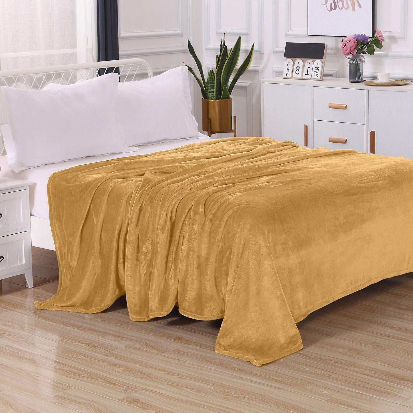 Elegant Comfort Velvet Plush Fleece Blanket Solid Color Design - Velour Blanket