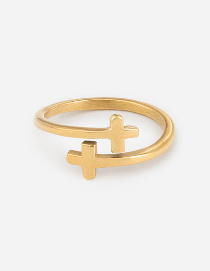 Elevated Faith Gold Wrapped Cross Ring