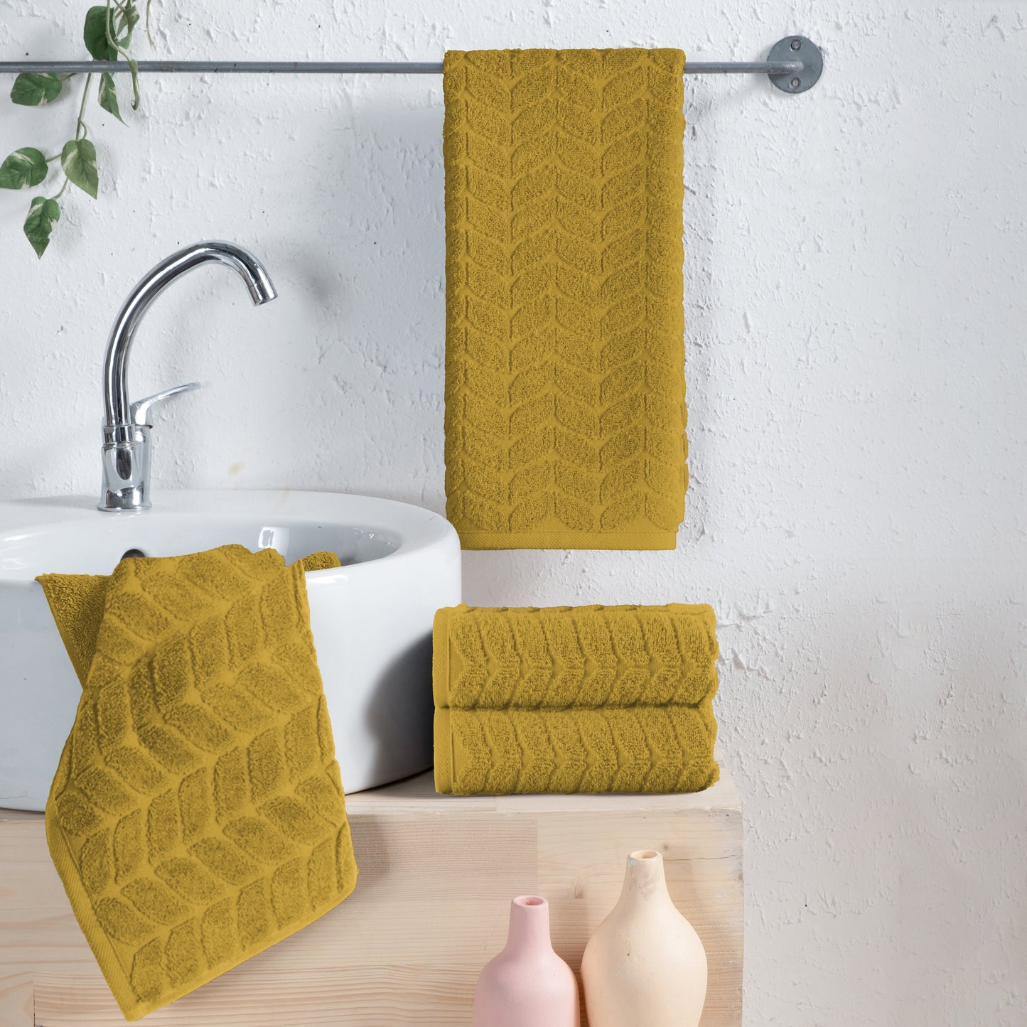 Elegant Comfort 4-Pack Premium Turkish Cotton Braided Hand Towel Set, 16 x 28 inch