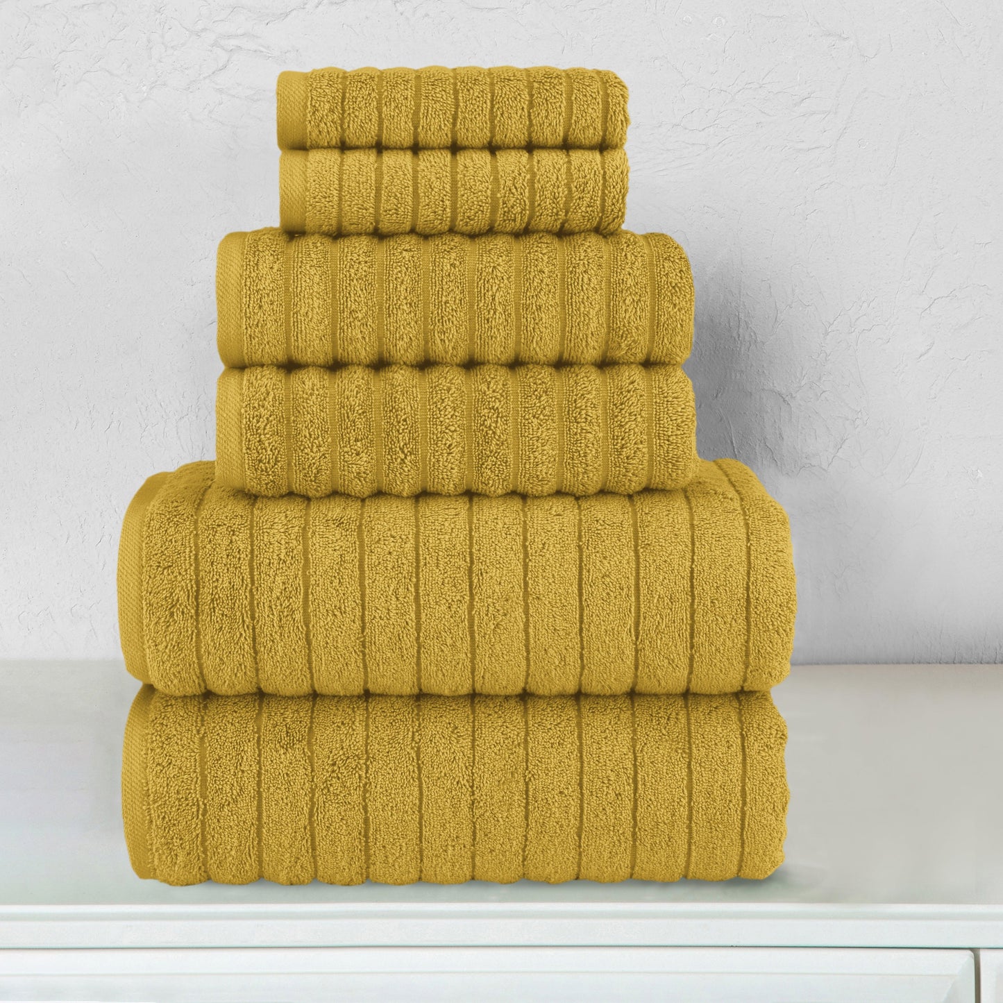 Elegant Comfort 6-Piece Turkish Cotton Corduroy Towel Set, 2 Washcloths, 2 Hand Towels and 2 Bath Towels