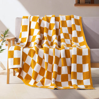 Elegant Comfort 50" x 70"  Ultra Soft Checkered Knitted Throw Blanket