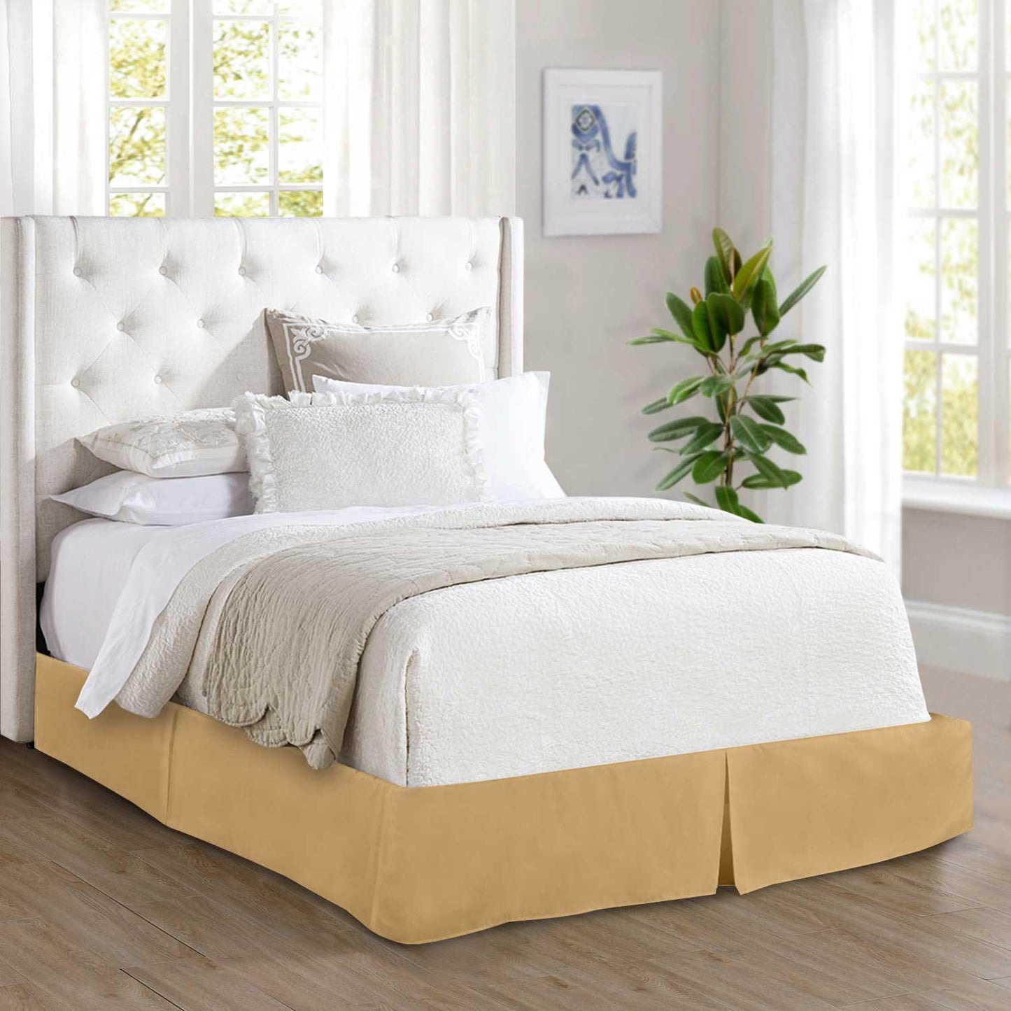Elegant Comfort Solid Pleated Bed Skirt - 14 inch Drop