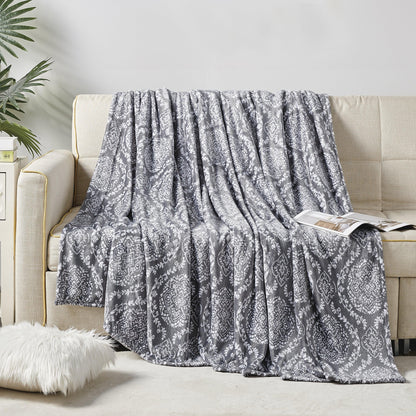 Elegant Comfort Printed Bed or Oversized Couch Blanket - Lightweight for All Season Warmth
