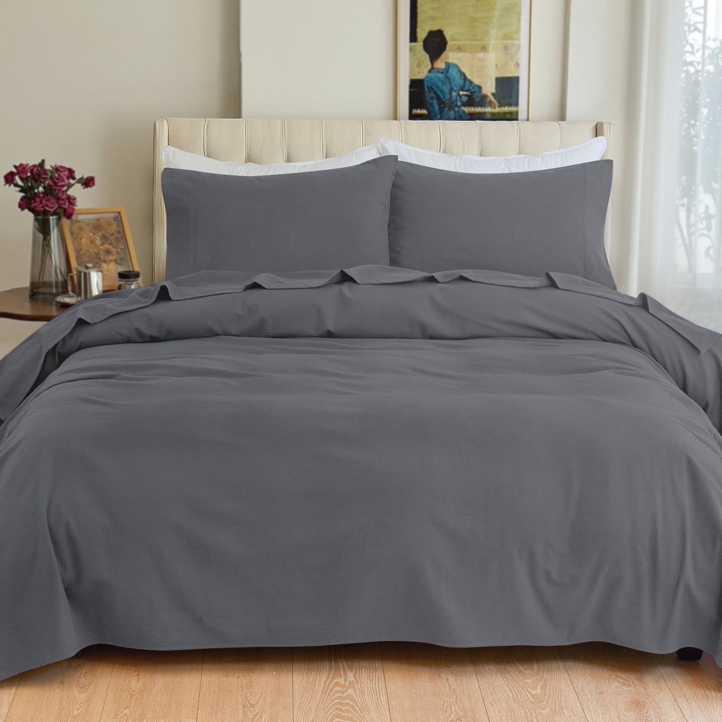 Mocassi 4-Piece Cotton Flannel Sheet Set - 100% Turkish Cotton