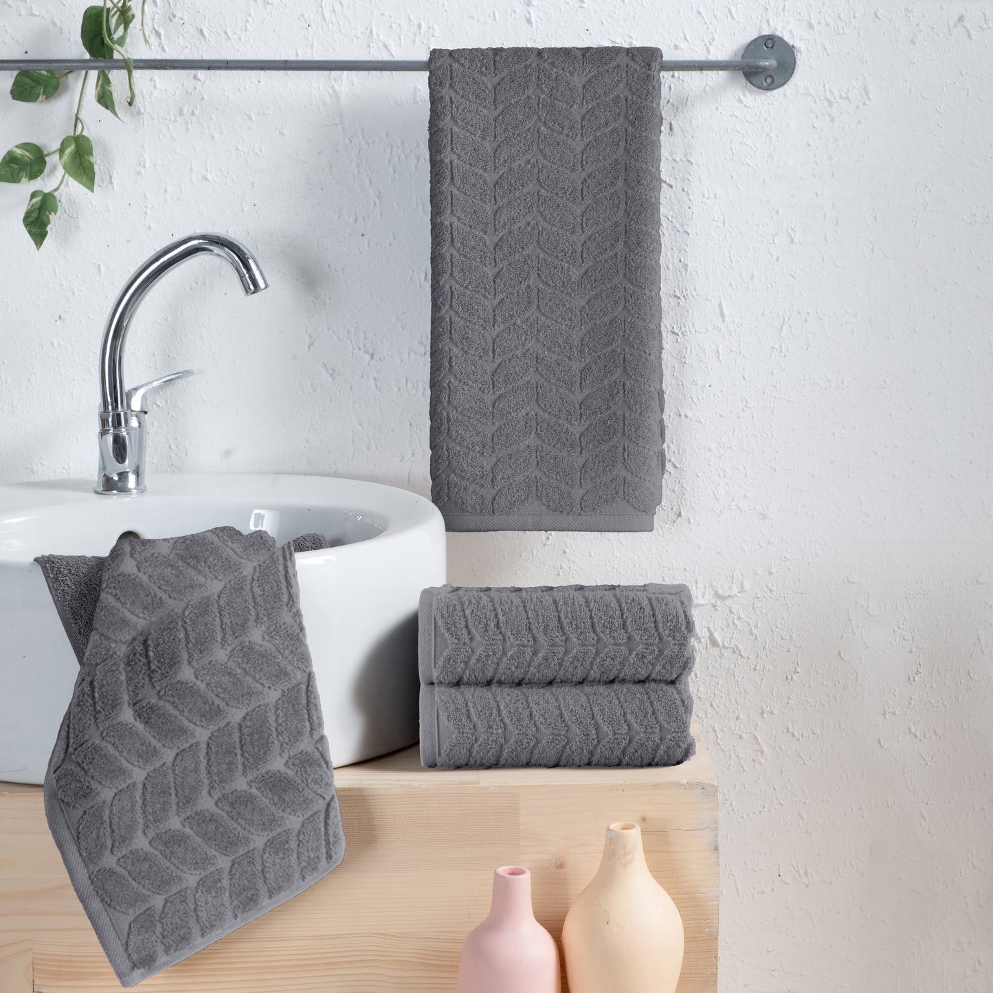 Elegant Comfort 4-Pack Premium Turkish Cotton Braided Hand Towel Set, 16 x 28 inch