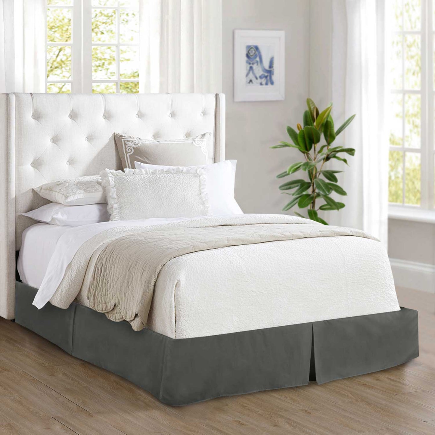 Mocassi 1-Piece Solid Bed Skirt, Quality Design and Expertly Tailored, Luxury 1500 Series Wrinkle & Fade Resistant