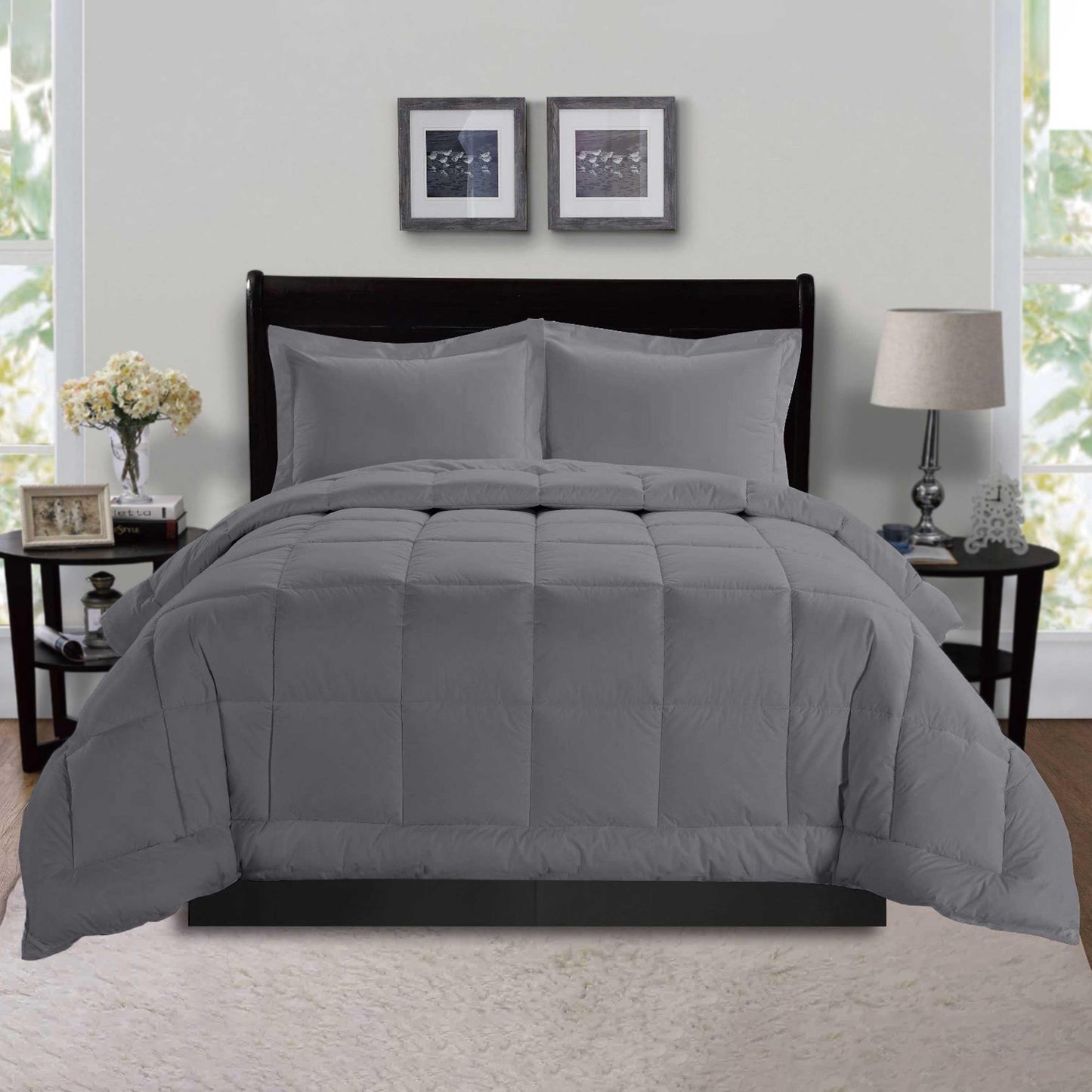 Elegant Comfort 3-Piece Box Stitched Comforter & Shams - Duvet Insert with 4 Corner Tabs