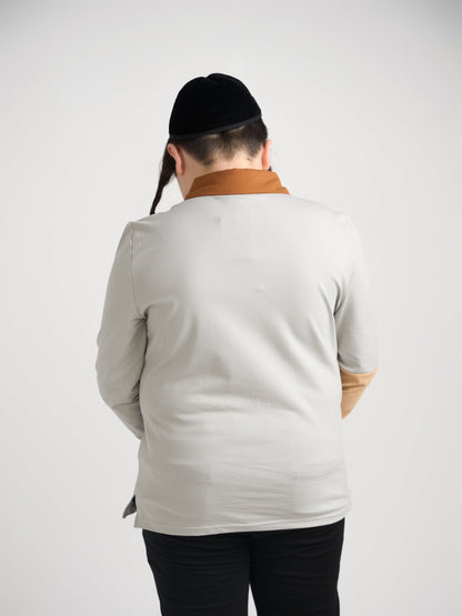 Gray Color Block Polo Long Sleeve