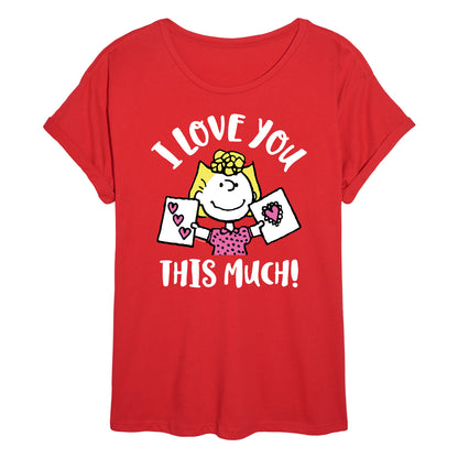 Peanuts - Love You This Much - Juniors Oversized Graphic T-Shirt
