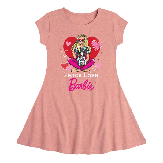 Barbie - Peace Love Barbie - Toddler And Youth Girls Fit And Flare Dress