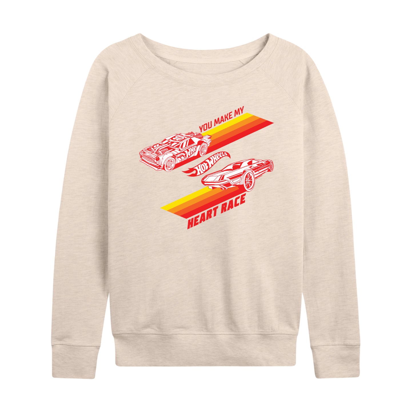 Hot Wheels - Valentine's You Make My Heart Race - Ladies French Terry Long Sleeve Shirt