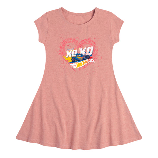 Hot Wheels - XOXO Heart - Toddler And Youth Girls Fit And Flare Dress