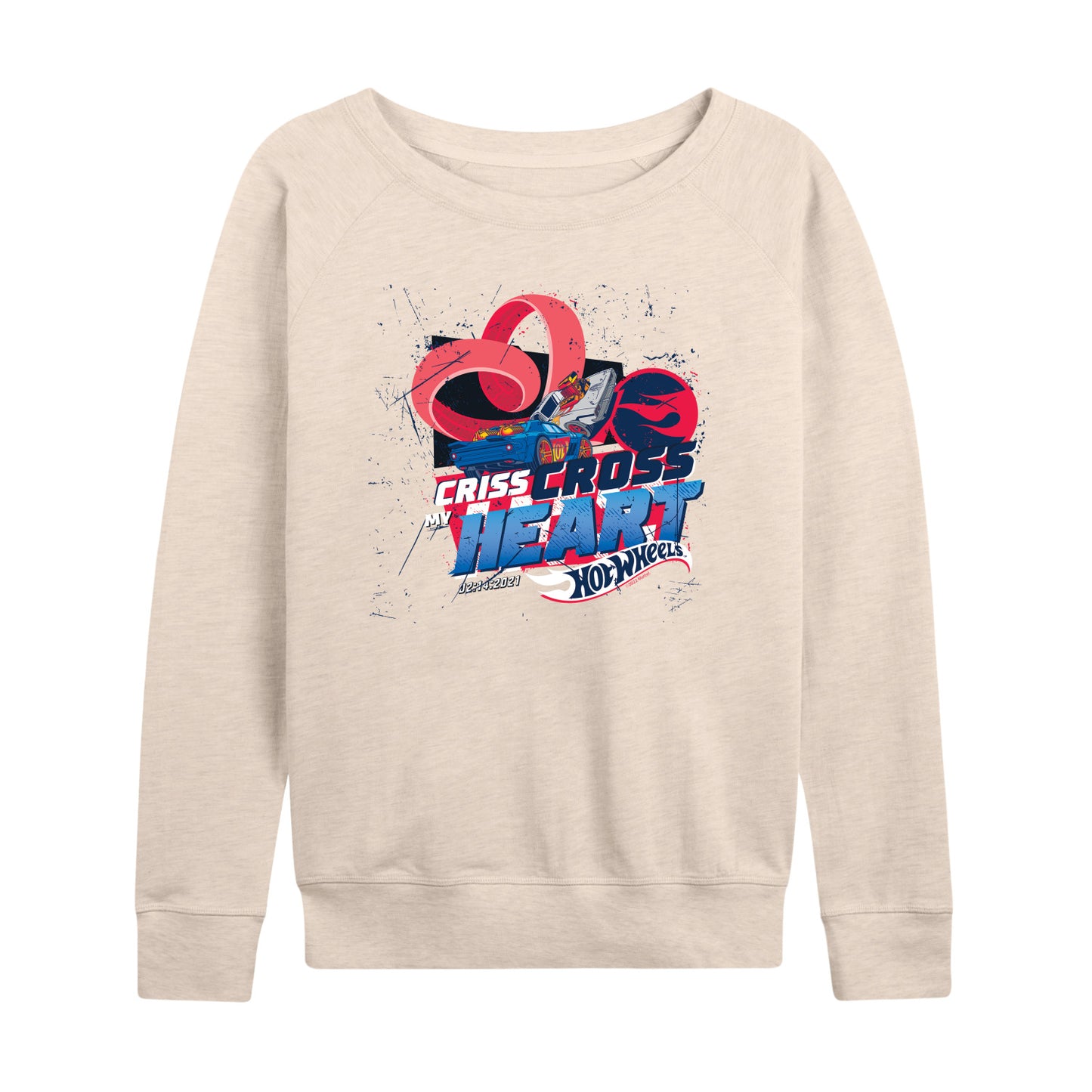Hot Wheels - Criss Cross Heart - Ladies French Terry Long Sleeve Shirt