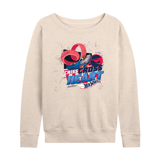 Hot Wheels - Criss Cross Heart - Ladies French Terry Long Sleeve Shirt