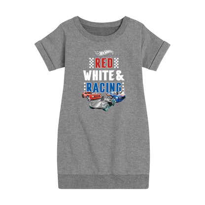 Hot Wheels - Red, White, and Racing  - Toddler And Youth Girls Fleece Dress
