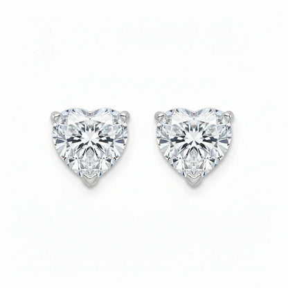 IGI Certified Heart Lab Grown Diamond Solitaire Stud Earrings White Gold