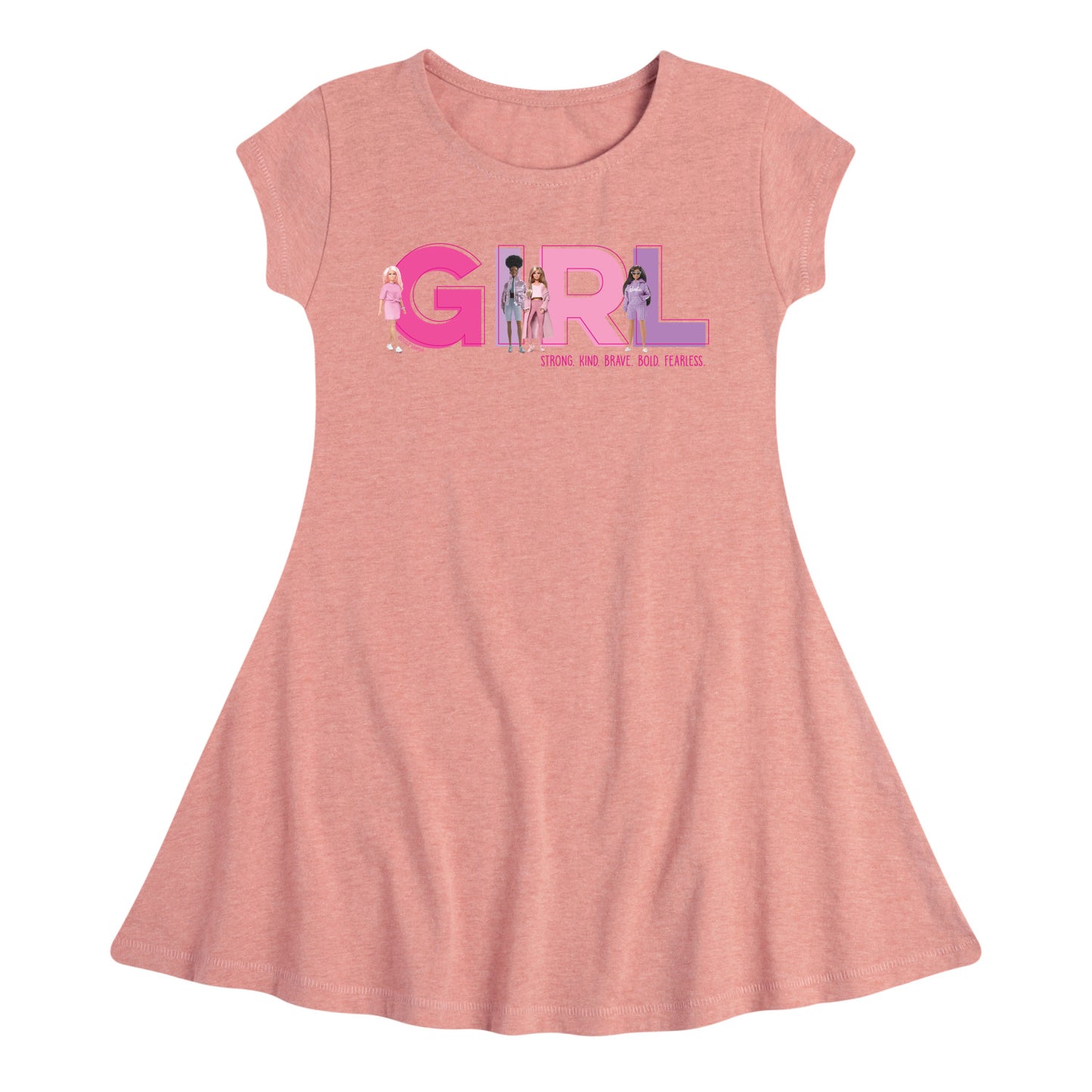Barbie - Girl Strong, Kind, Brave, Bold, and Fearless - Toddler And Youth Girls Fit And Flare Dress