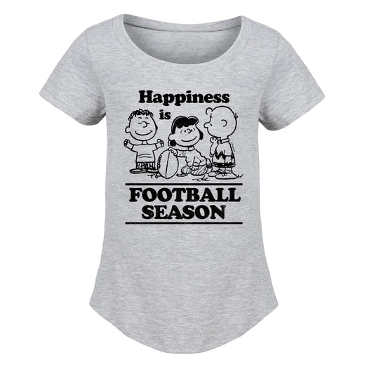 Peanuts - Happiness Is Football Season - Toddler And Youth Girls Short Sleeve Graphic T-Shirt