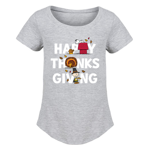 Peanuts - Happy Thanksgiving Icons - Toddler And Youth Girls Short Sleeve Graphic T-Shirt
