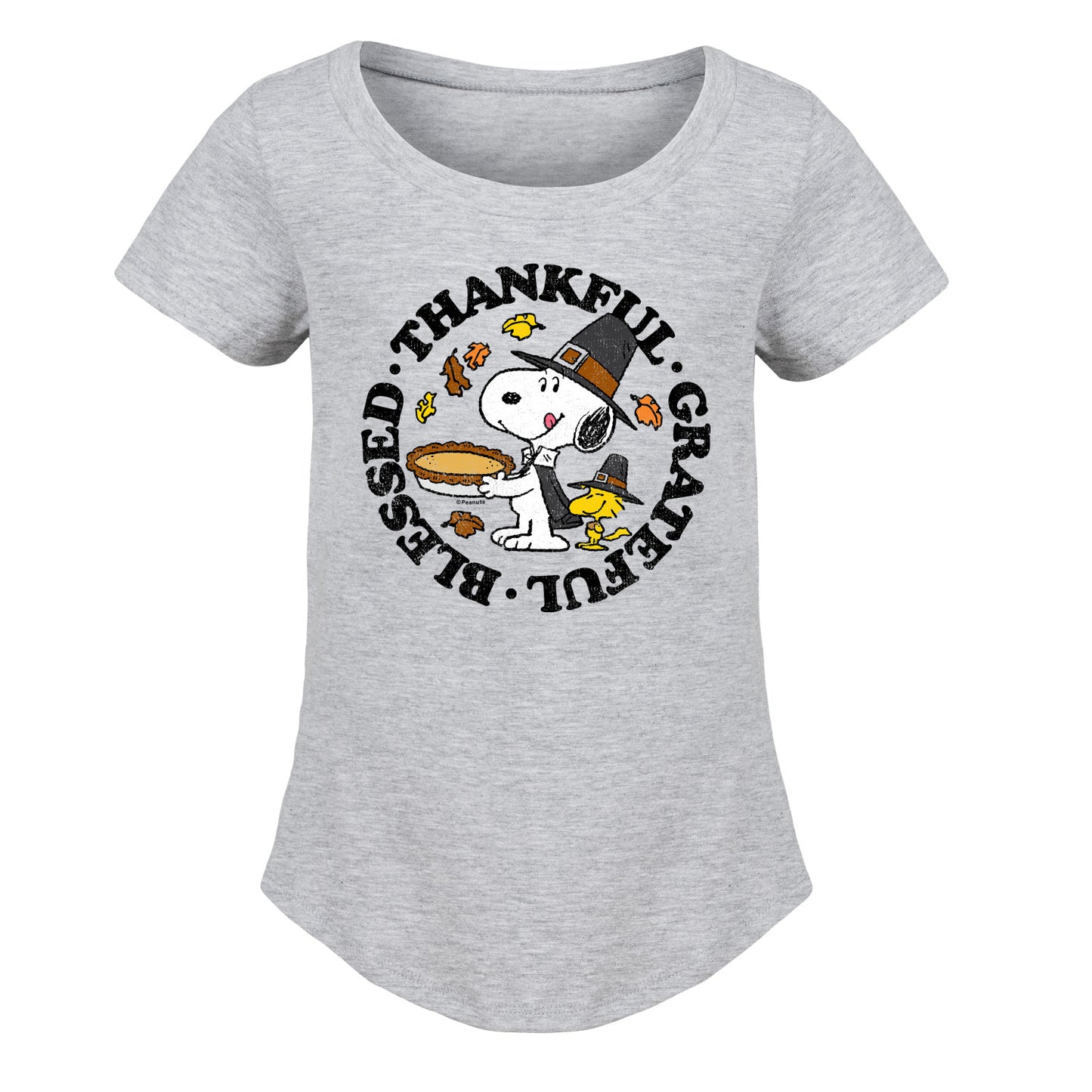 Peanuts - Thankful, Grateful, Blessed - Toddler And Youth Girls Short Sleeve Graphic T-Shirt
