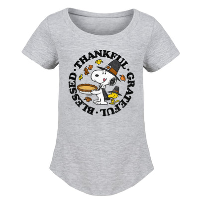 Peanuts - Thankful, Grateful, Blessed - Toddler And Youth Girls Short Sleeve Graphic T-Shirt