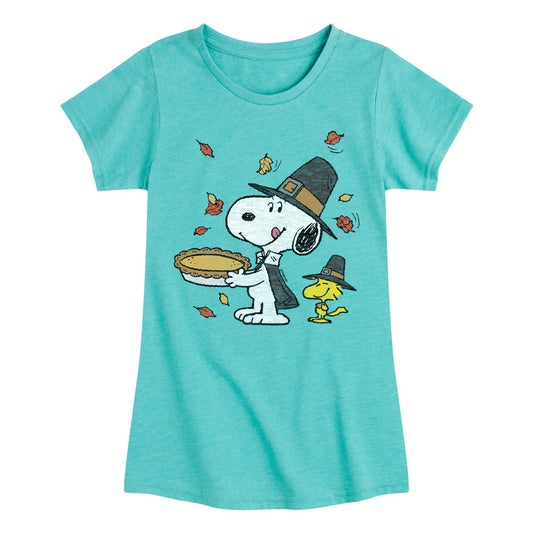 Peanuts - Thanksgiving Scene - Toddler And Youth Girls Short Sleeve Graphic T-Shirt
