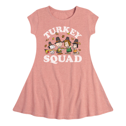 Peanuts - Turkey Squad - Toddler And Youth Girls Fit And Flare Dress