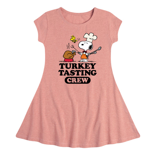 Peanuts - Turkey Tasting Crew - Toddler And Youth Girls Fit And Flare Dress