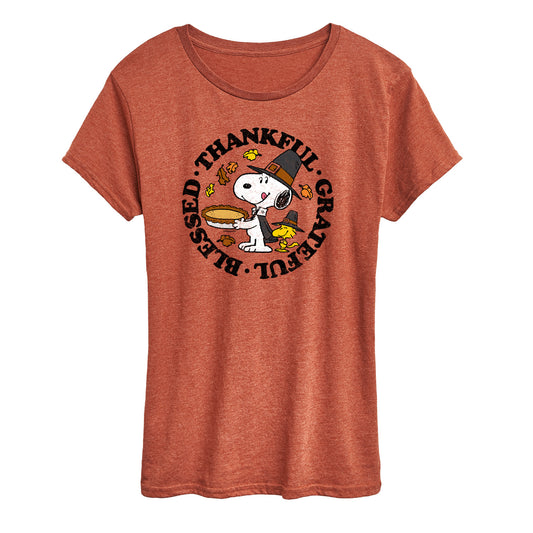 Peanuts - Thankful Grateful Blessed - Women's Short Sleeve Graphic T-Shirt