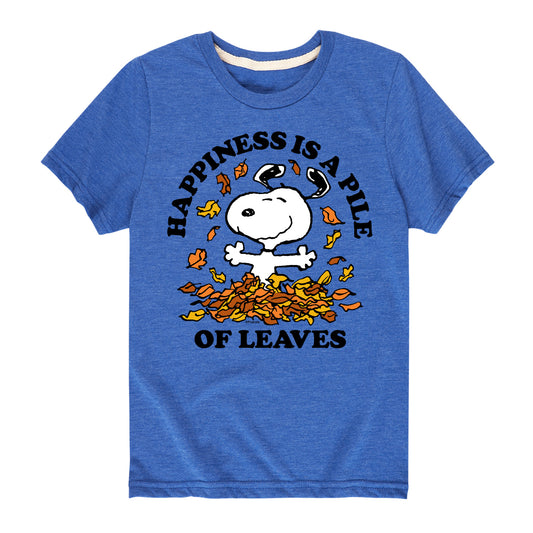 Peanuts - Happiness Is A Pile Of Leaves - Toddler And Youth Short Sleeve Graphic T-Shirt