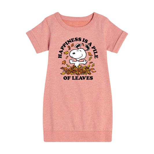 Peanuts - Happiness Is A Pile Of Leaves - Toddler And Youth Girls Fleece Dress