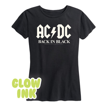 ACDC - Glow In The Dark - Back In Black - Women's Short Sleeve Graphic T-Shirt