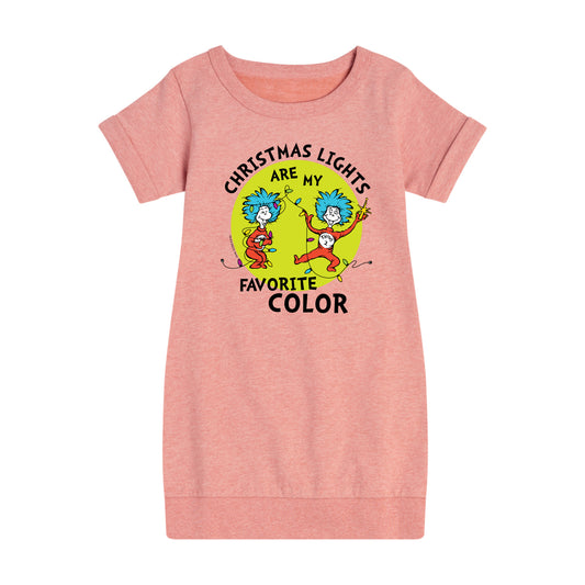 The Cat in the Hat - Christmas Lights Are My Favorite Color - Toddler And Youth Girls Fleece Dress
