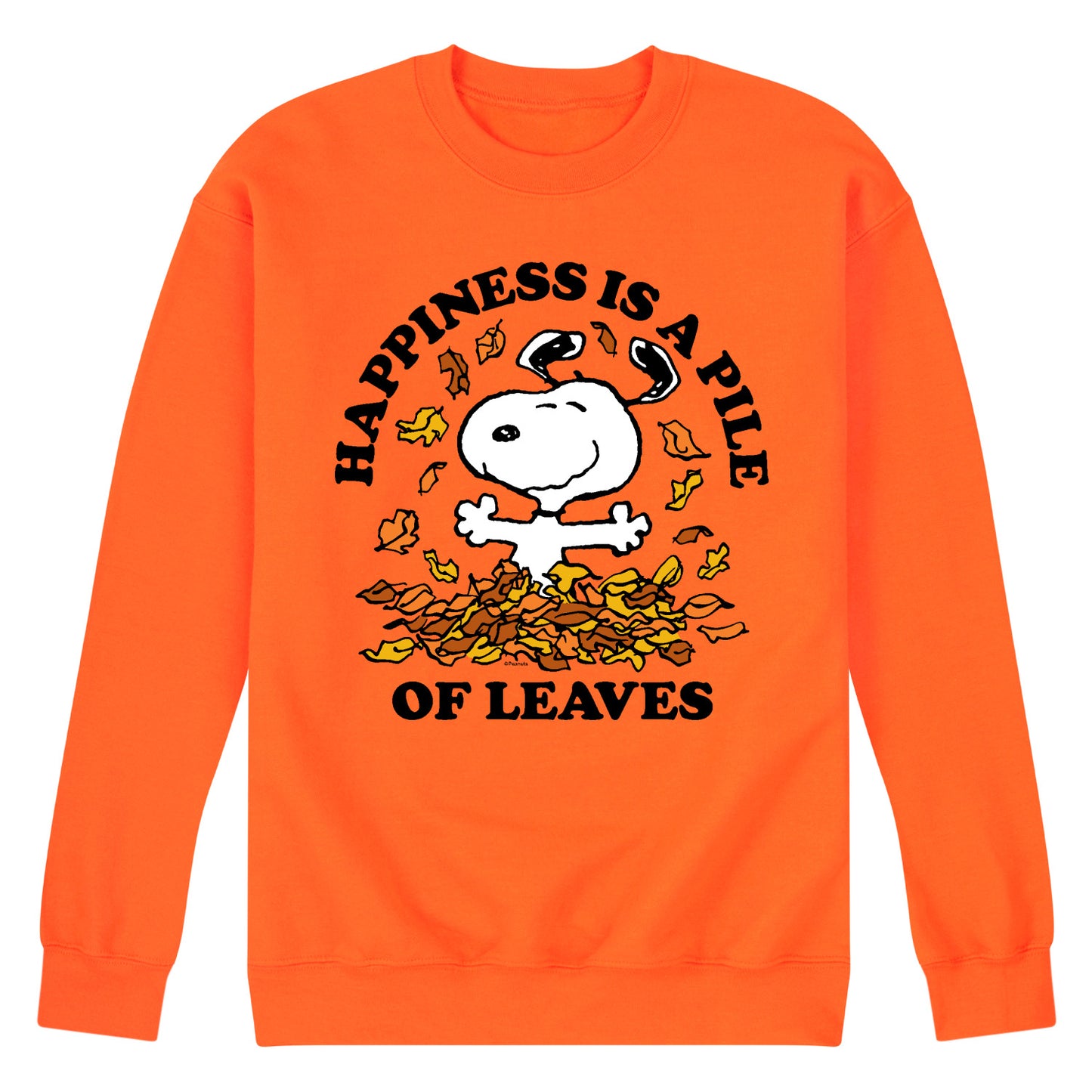 Peanuts - Happiness Is A Pile Of Leaves - Men's Crew Neck Fleece Pullover