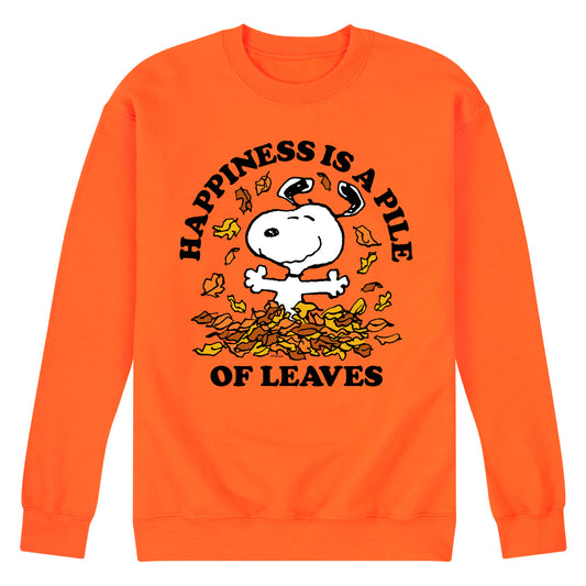 Peanuts - Happiness Is A Pile Of Leaves - Men's Crew Neck Fleece Pullover