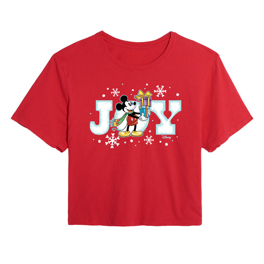 Disney - Joy Mickey - Juniors Cropped Cotton Blend T-Shirt