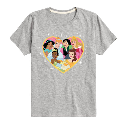 Disney - Princess Group Heart - Youth Boys Short Sleeve Graphic T-Shirt