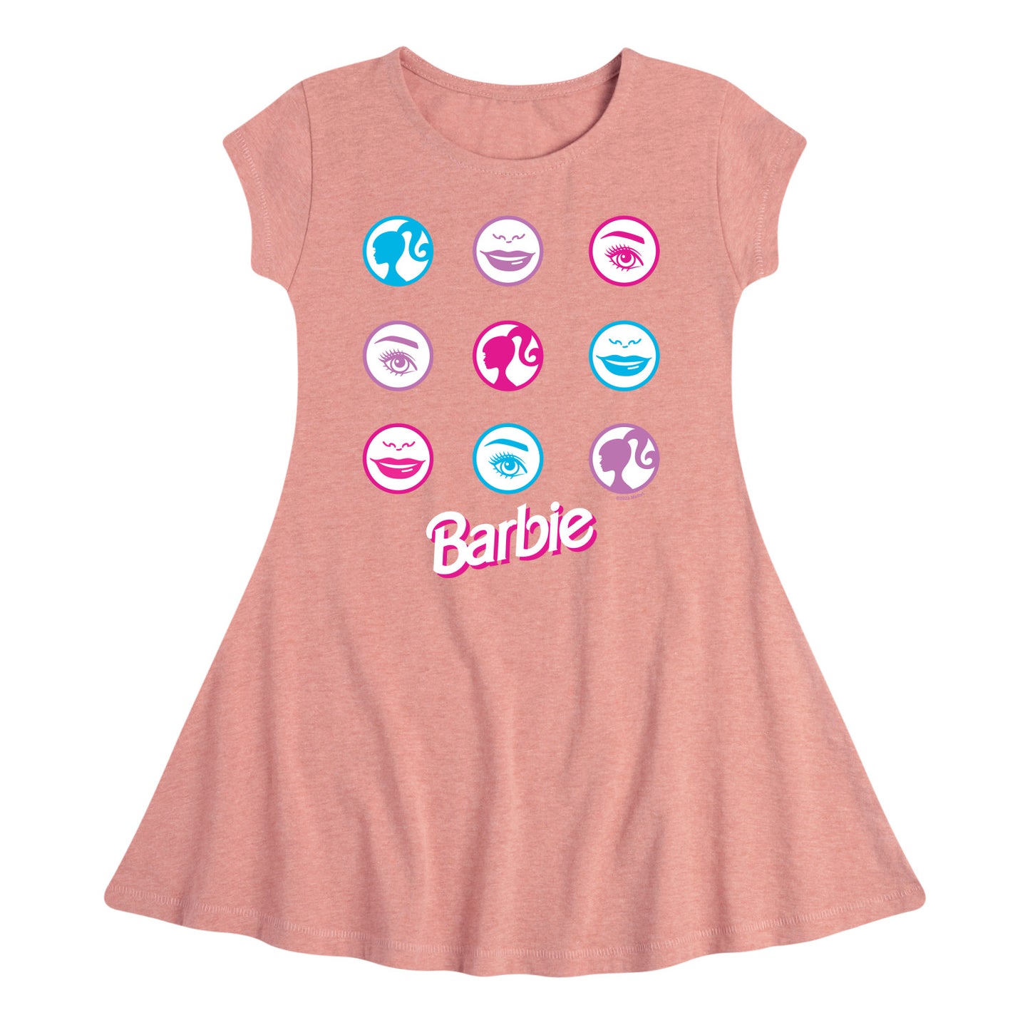 Barbie - Original Icons in Circle Grid - Toddler And Youth Girls Fit And Flare Dress