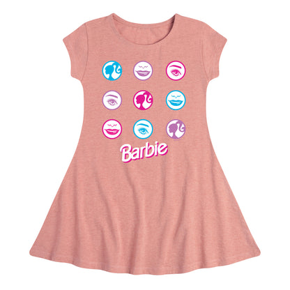 Barbie - Original Icons in Circle Grid - Toddler And Youth Girls Fit And Flare Dress