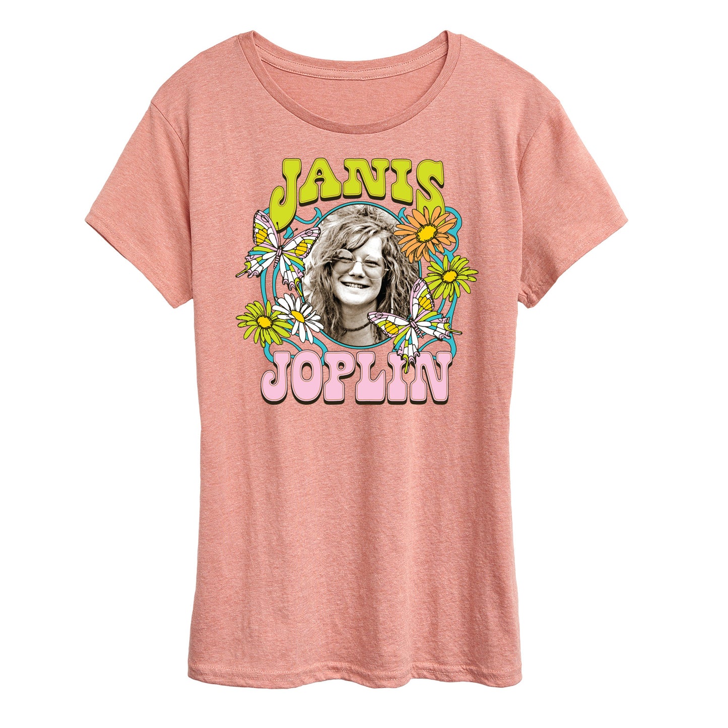 Janis Joplin - Butterfly And Flowers - Women's Short Sleeve Graphic T-Shirt