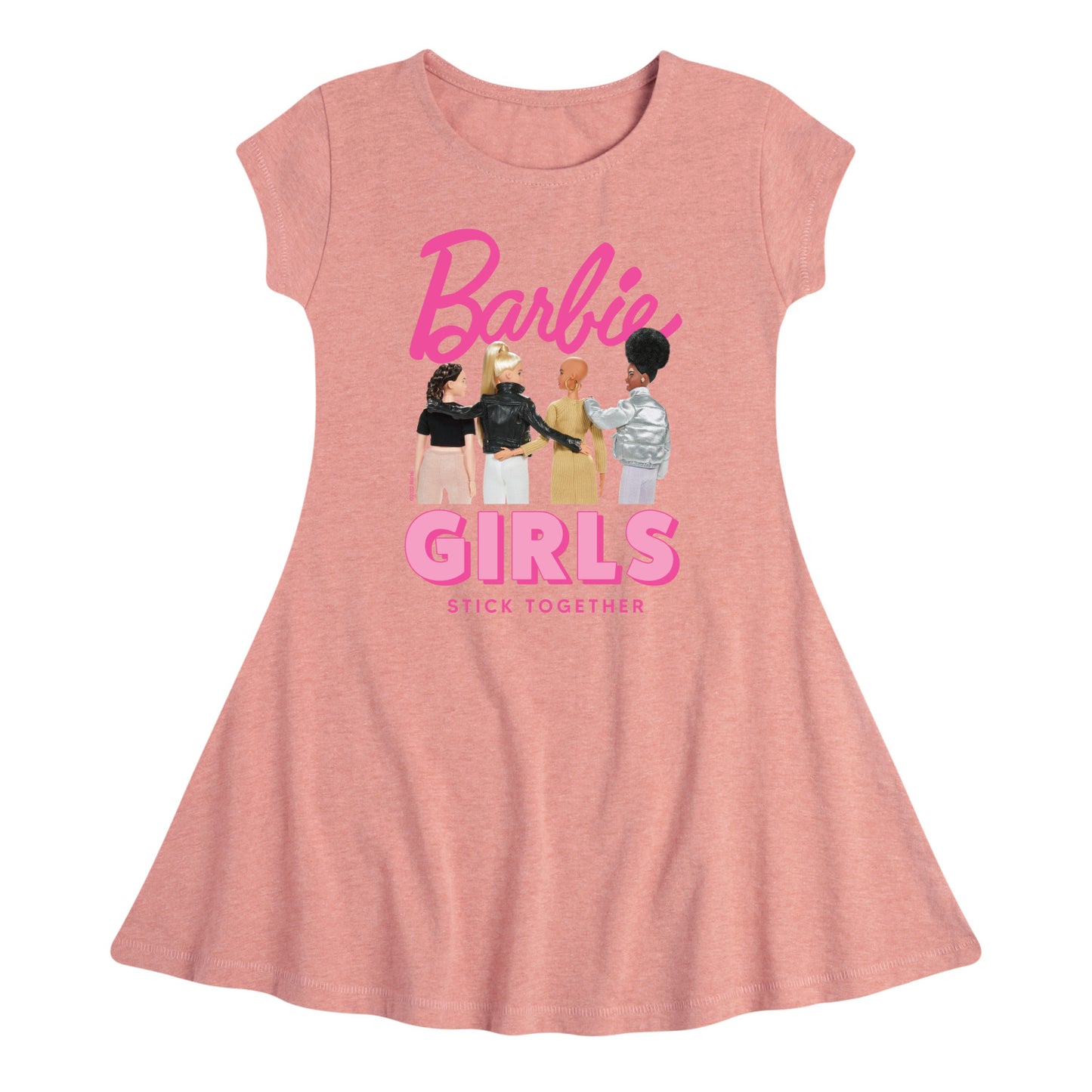 Barbie - Girls Stick Together - Friend Bond - Toddler And Youth Girls Fit And Flare Dress