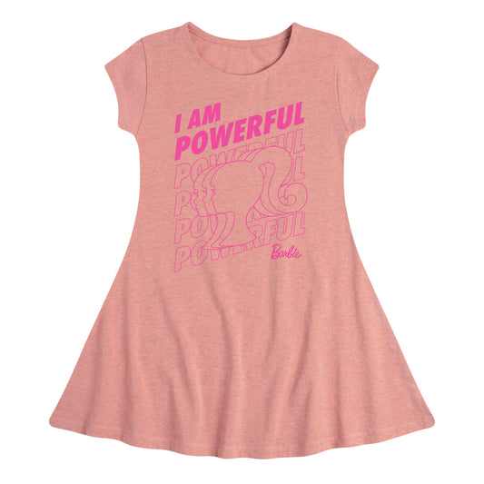 Barbie - I Am Powerful - Original Classic Color - Toddler And Youth Girls Fit And Flare Dress