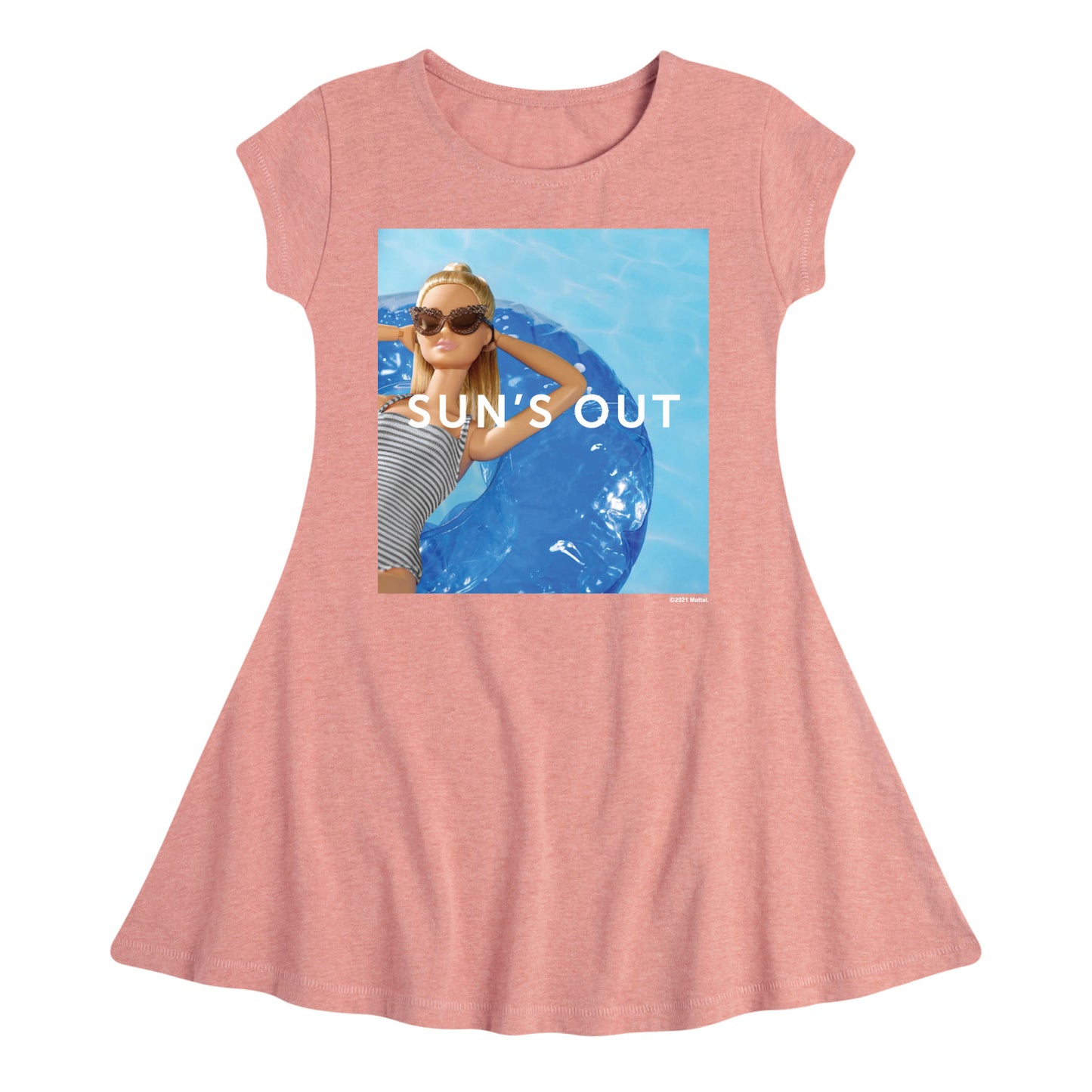 Barbie - Sun's Out - Barbie Floating in a Pool - Toddler And Youth Girls Fit And Flare Dress