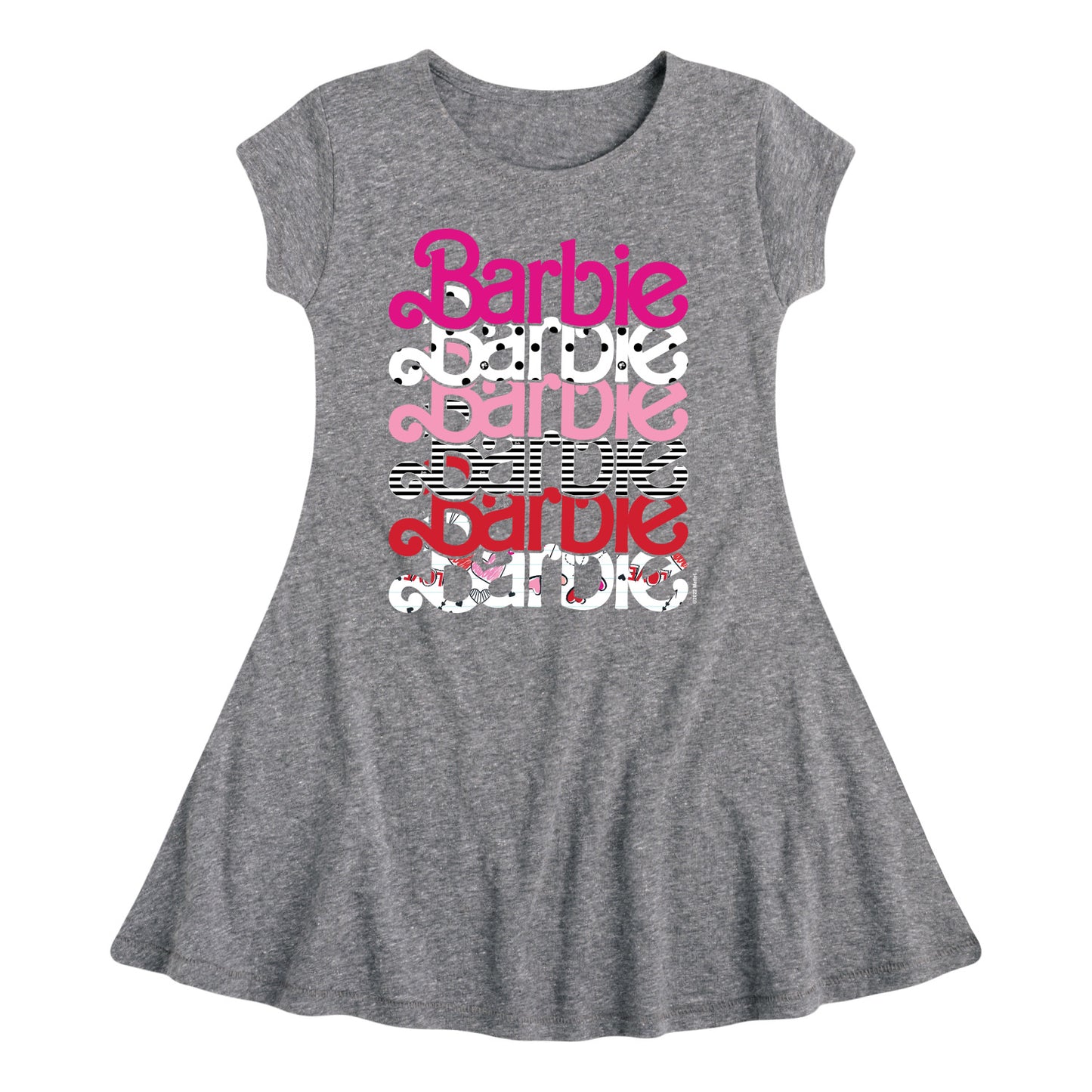 Barbie - Stacked Barbie Vday - Toddler And Youth Girls Fit And Flare Dress
