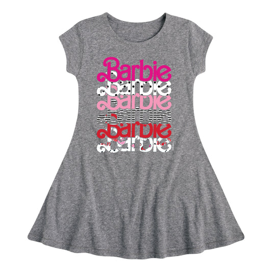 Barbie - Stacked Barbie Vday - Toddler And Youth Girls Fit And Flare Dress