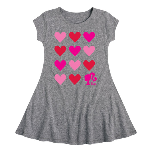 Barbie - Heart Grid - Toddler And Youth Girls Fit And Flare Dress