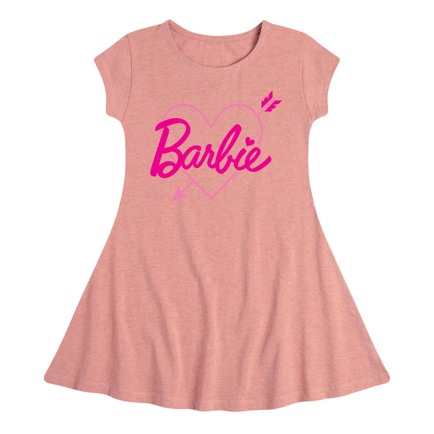 Barbie - Arrow Heart Logo - Toddler And Youth Girls Fit And Flare Dress