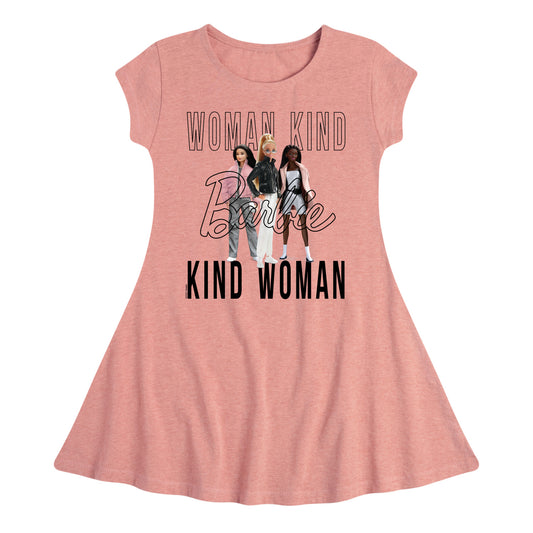 Barbie - Woman Kind, Kind Woman - Toddler And Youth Girls Fit And Flare Dress