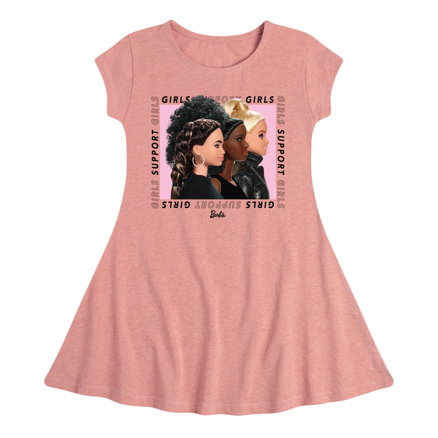 Barbie - Girls Support Girls - Toddler And Youth Girls Fit And Flare Dress