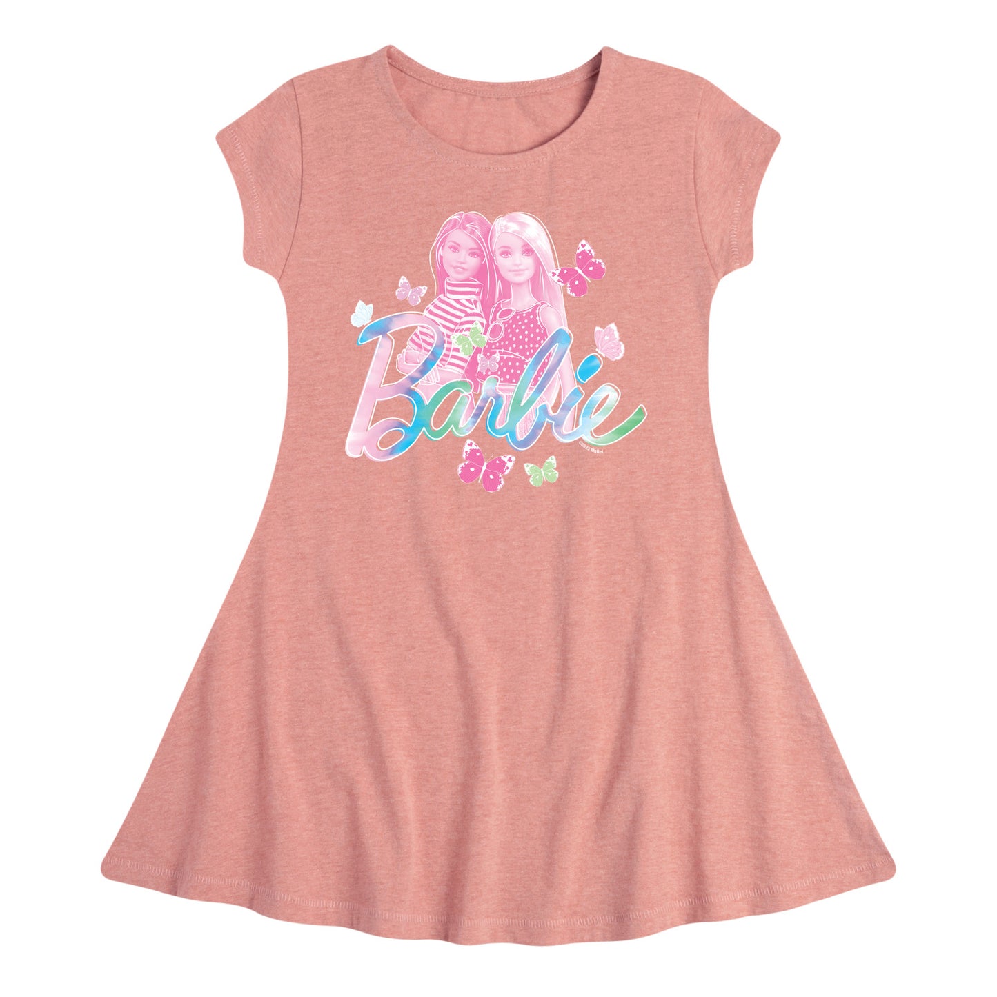 Barbie - Tie Dye and Butterflies Flutter Around Barbie - Toddler And Youth Girls Fit And Flare Dress